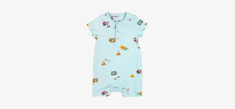 Campsite Blue Bubble Shorts Romper - Sea Apple, transparent png download
