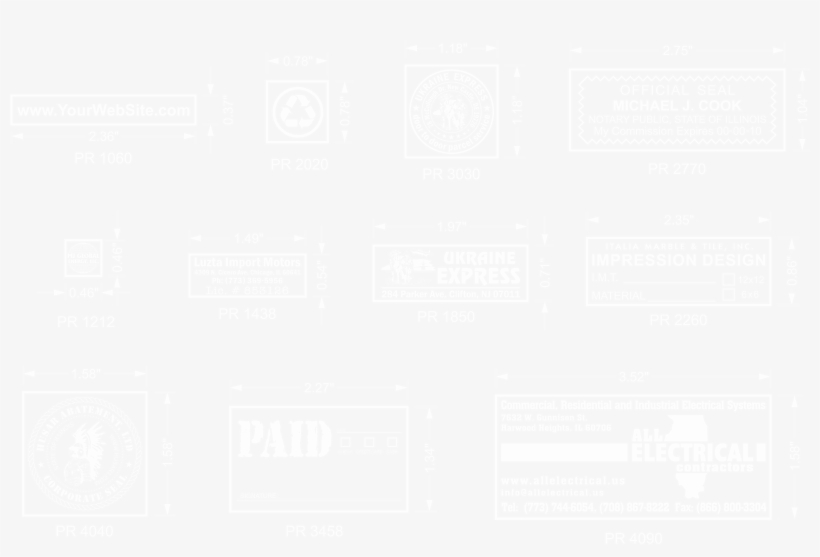 Our Stamps Come In Eleven Sizes - Monochrome, transparent png download