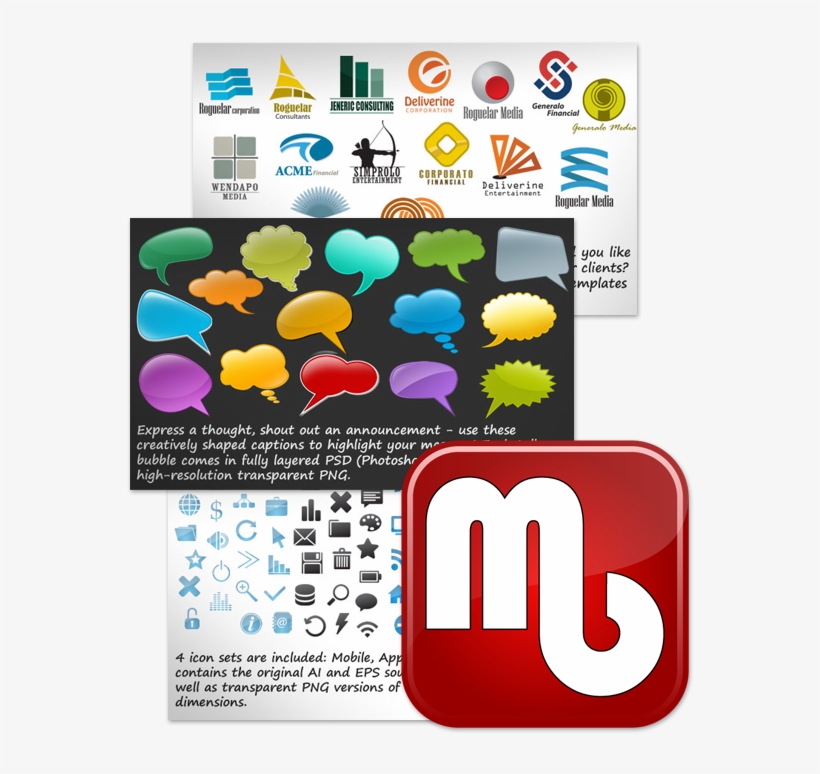 Graphic Design Bundle Of Icons, Logos, Captions, Buttons - Icon, transparent png download