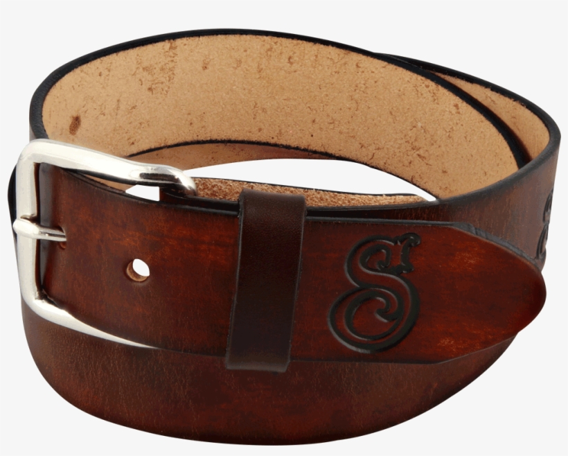 Antique Brown Og Script Leather Belt - Belt, transparent png download