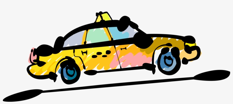 Vector Illustration Of Taxicab Taxi Or Cab Vehicle - Taxicab, transparent png download