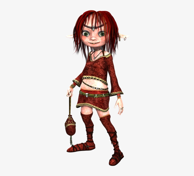 Elf, Purse, Smiling, Funny, Red Hair, Bag, 3d, Png - Portable Network Graphics, transparent png download