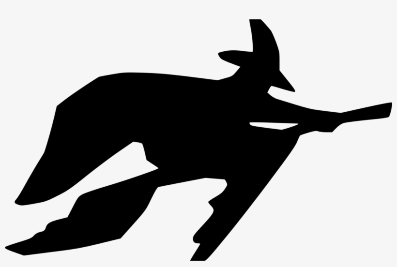 Silhouette Witchcraft Magician Dog Cartoon Free Commercial - Witch Cartoon Silhouette, transparent png download