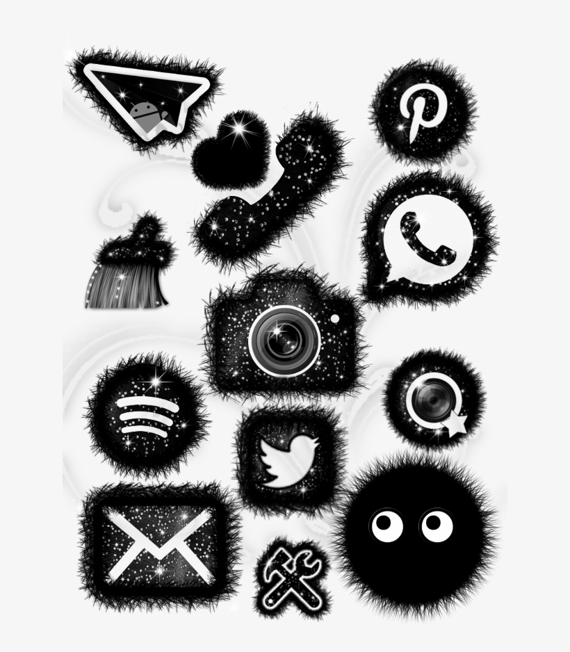 Black Fluffy Icon Pack - Illustration, transparent png download