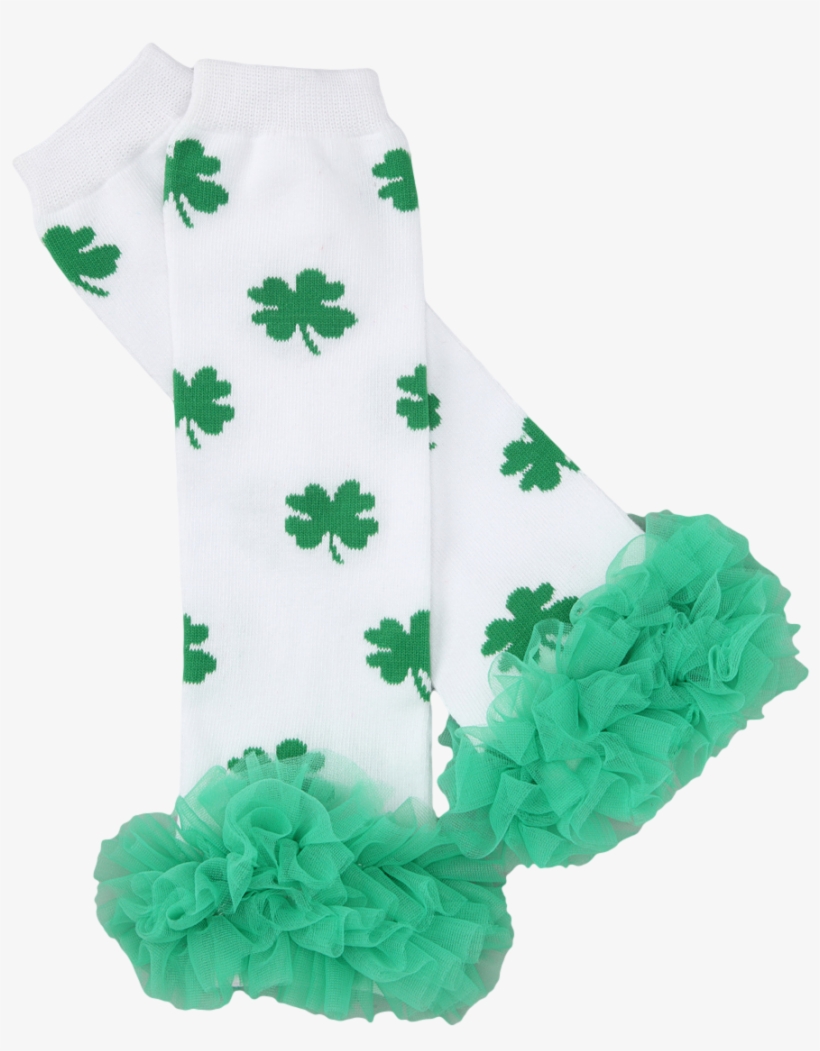 Green & White Shamrock Ruffle Leg Warmers - Green, transparent png download