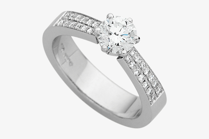White Gold Claw Set Round Diamond With Diamonds Band - Diamond, transparent png download