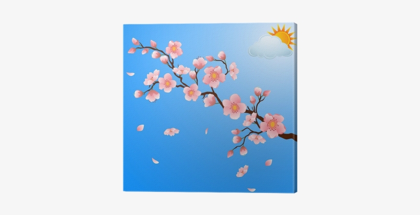 Blooming Cherry Blossom With Falling Petals - Cherry Blossom Light Background, transparent png download