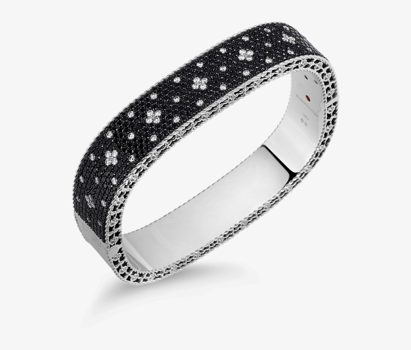 Roberto Coin Medium Bangle With Black And White Fleur - Bangle, transparent png download