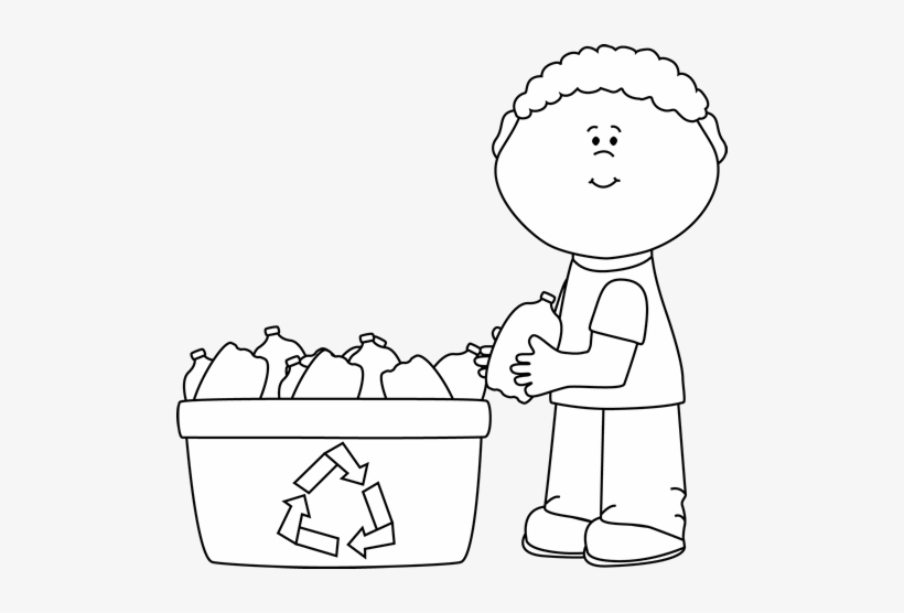Black And White Boy Recycling Plastic Bottles - Black And White Recycling, transparent png download
