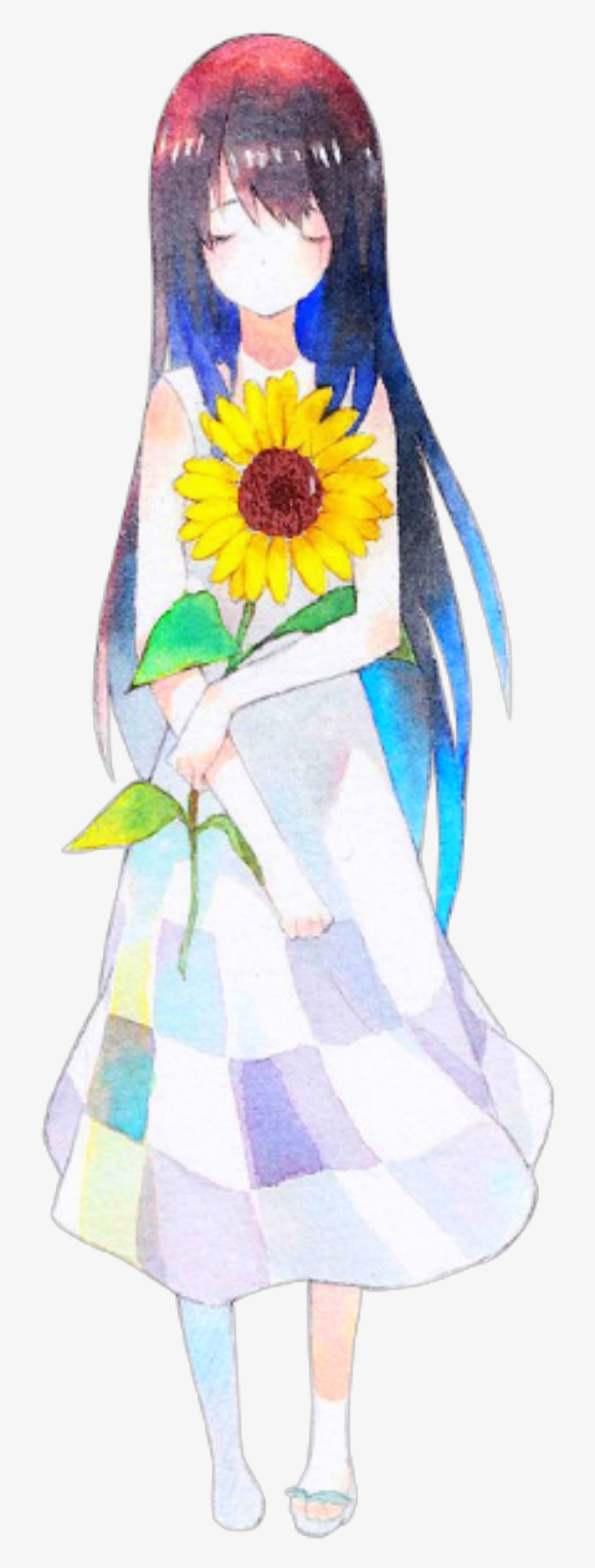 Ftestickers Clipart Anime Girl Sunflower Png Clipart - Sunflower Anime Girl, transparent png download
