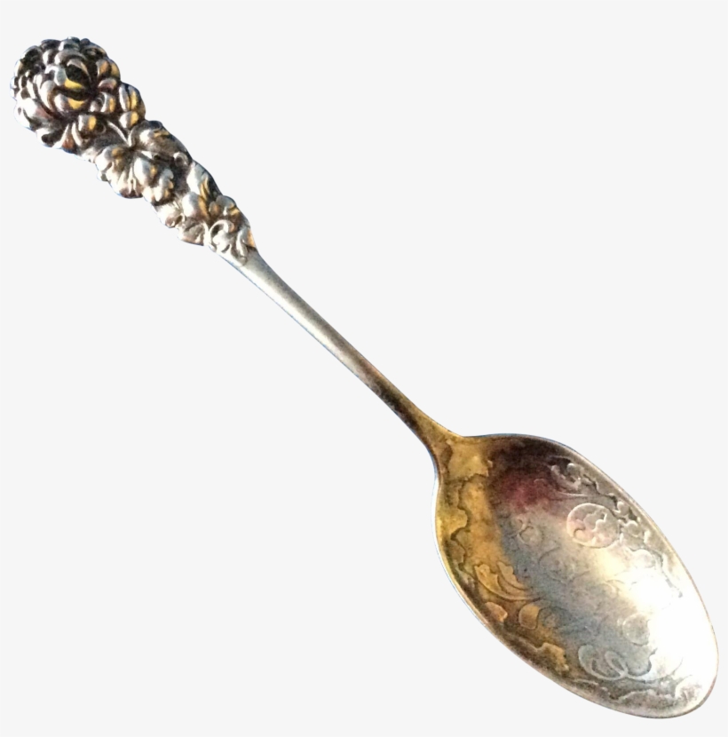 Peony Sterling Silver Spoon Engraved Elyria O - Spoon, transparent png download