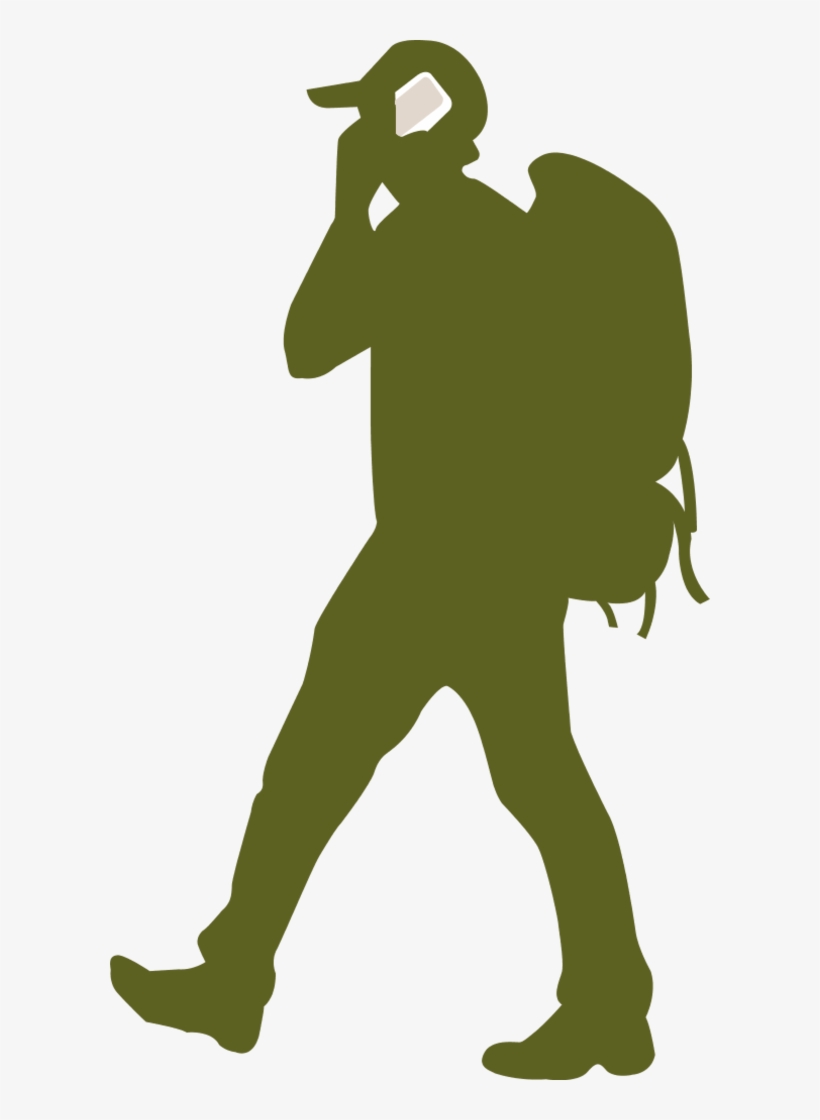 Backpacker On A Phone - Backpacker Silhouette, transparent png download