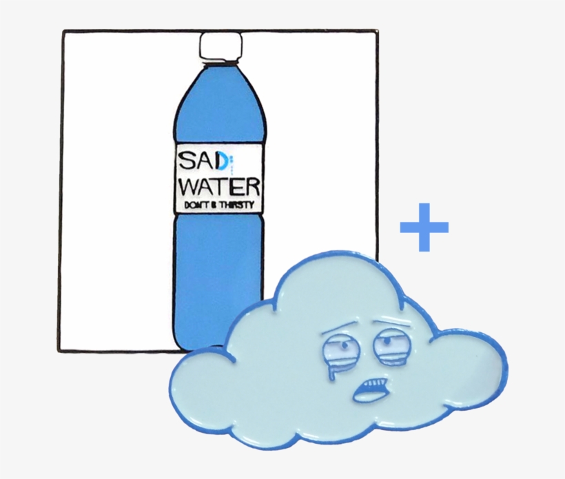 Sad Water Bottle Cloud Enamel Pin Special, transparent png download