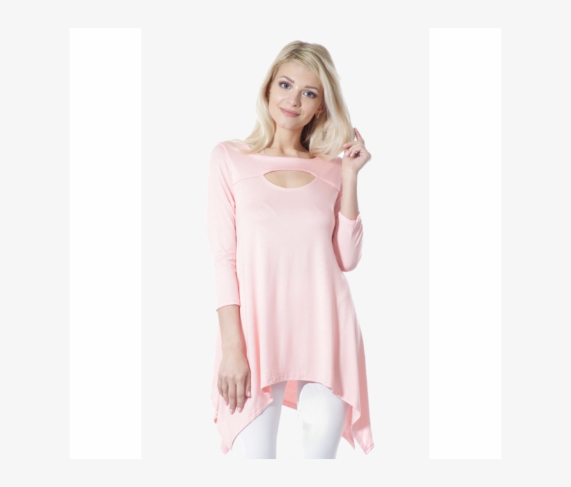 Women's Sexy Peep Front Long Sleeve Blouse Made In, transparent png download