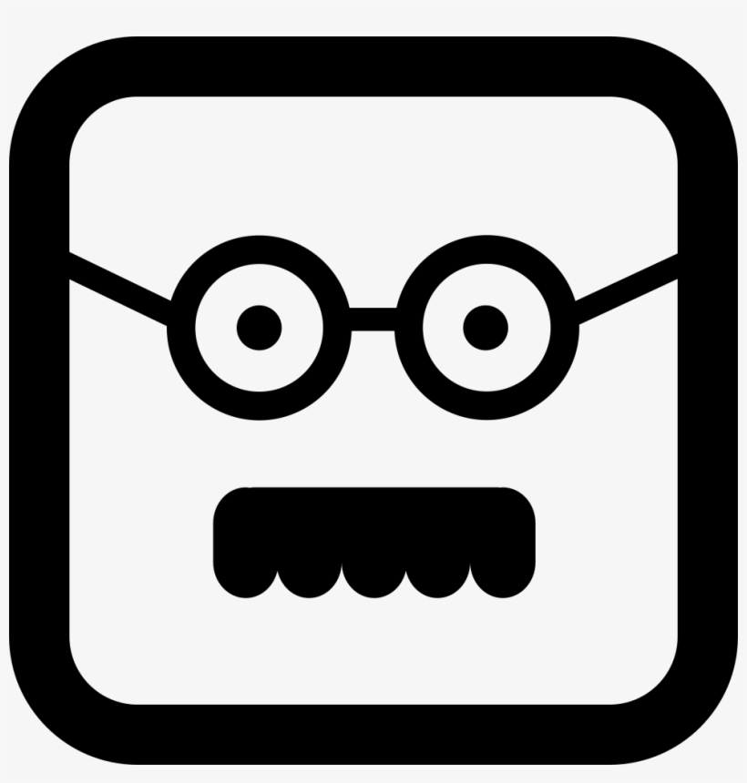 Male Square Face With Glasses And Mustache Comments - Square With Face Png, transparent png download