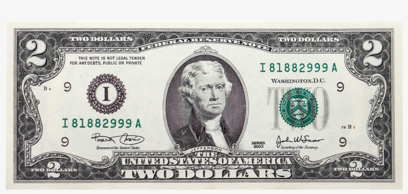 2 Dollar Bill Png, transparent png download