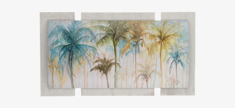 Watercolor Palms - Convex - Patricia Pinto - Watercolor Palms Canvas, transparent png download