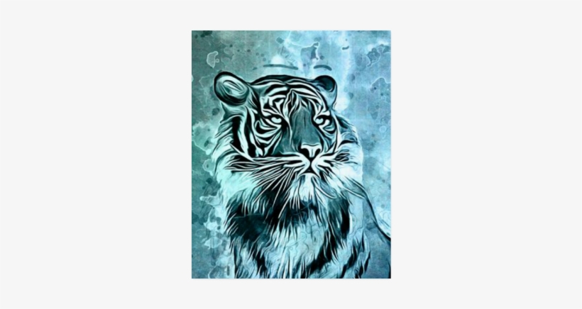 Watercolor Tiger Poster 16"x20" - Watercolor Painting, transparent png download