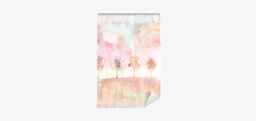Watercolor / Abstract Background With Trees Wall Mural - Craft, transparent png download