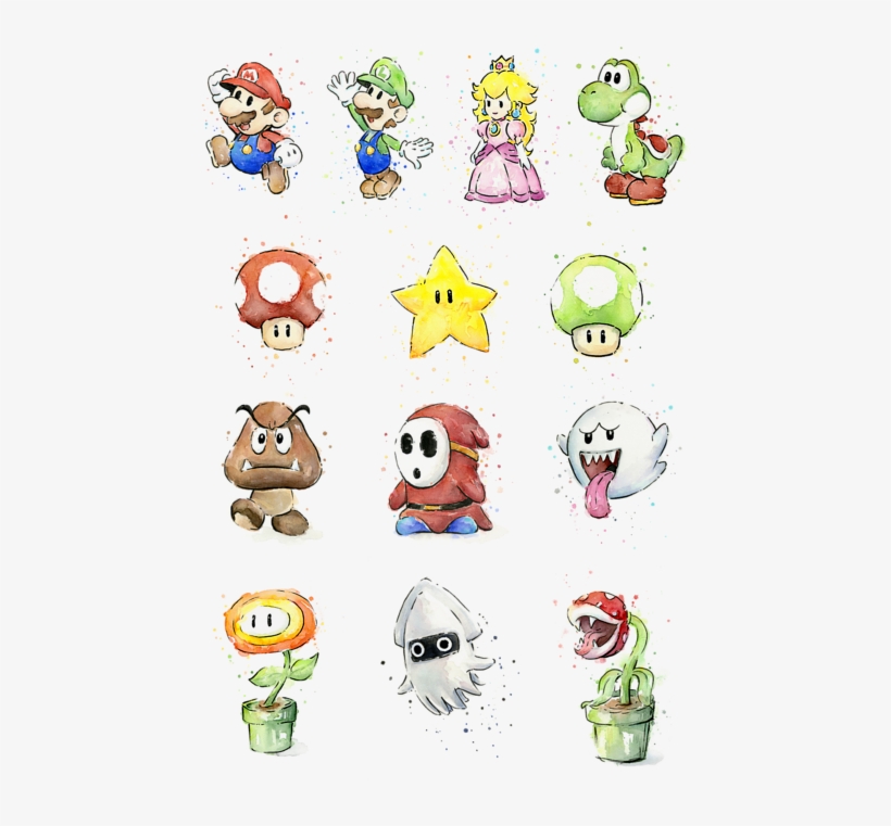 Click And Drag To Re-position The Image, If Desired - Watercolor Mario, transparent png download