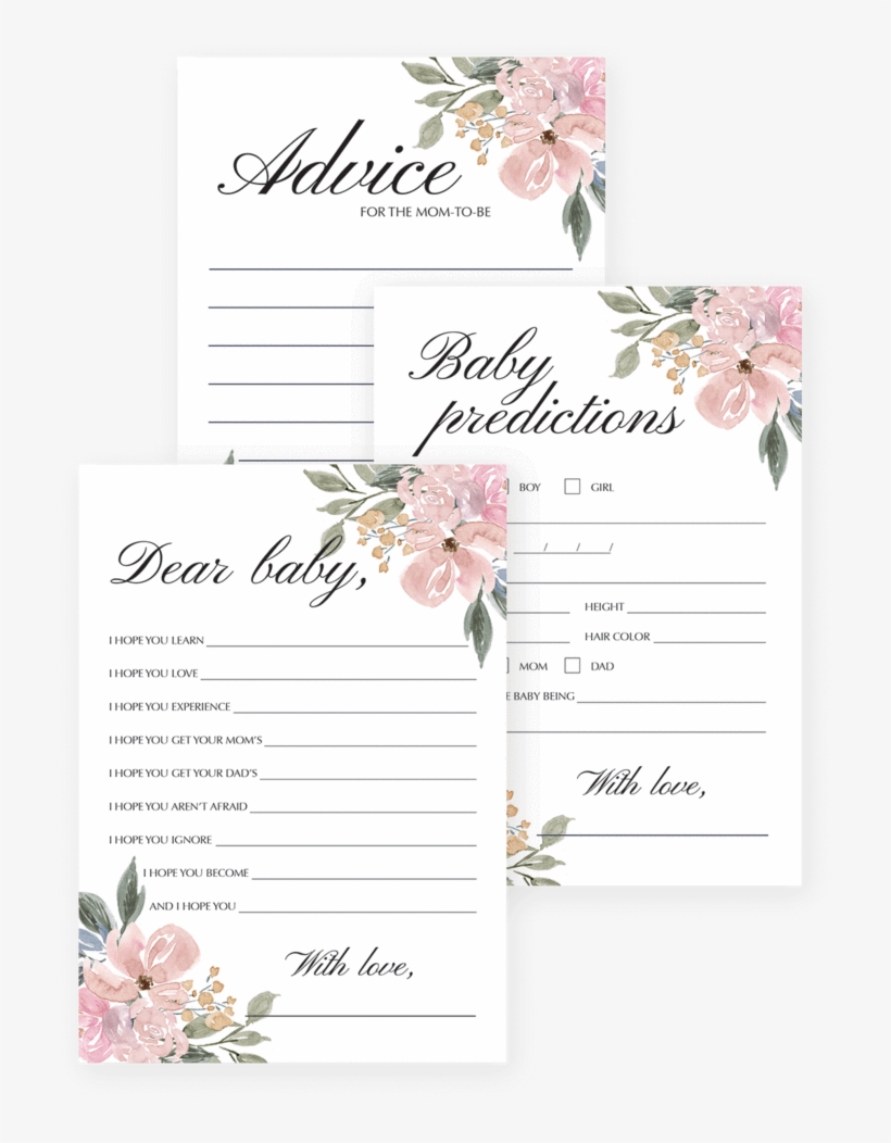 Watercolor Floral Baby Shower Games Printable By Littlesizzle - Paper, transparent png download