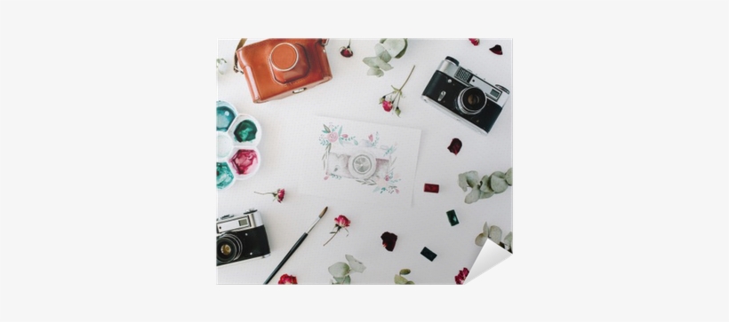 Artist Workspace With Vintage Retro Photo Camera, And - Camera, transparent png download