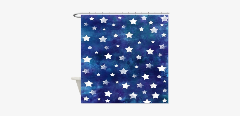 Watercolor Blue And White Stars Pattern Shower Curtains