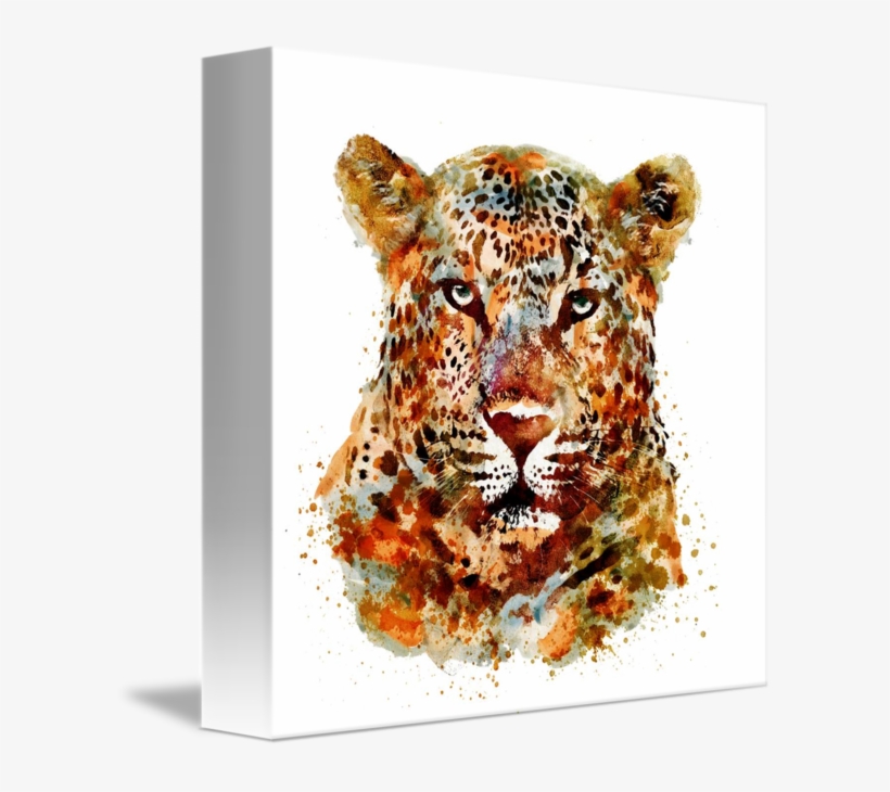 "leopard Head Watercolor" By Marian Voicu, Bucharest - Leopard Head Watercolor, transparent png download