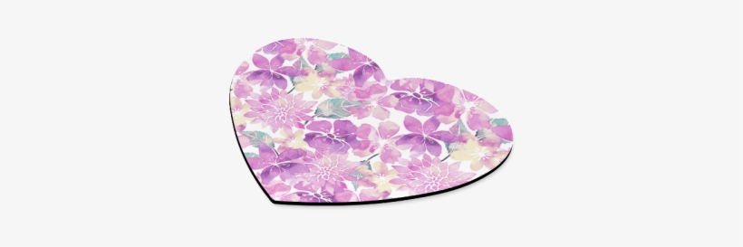 Pastel Watercolor Flower Pattern Heart-shaped Mousepad - Watercolor Painting, transparent png download