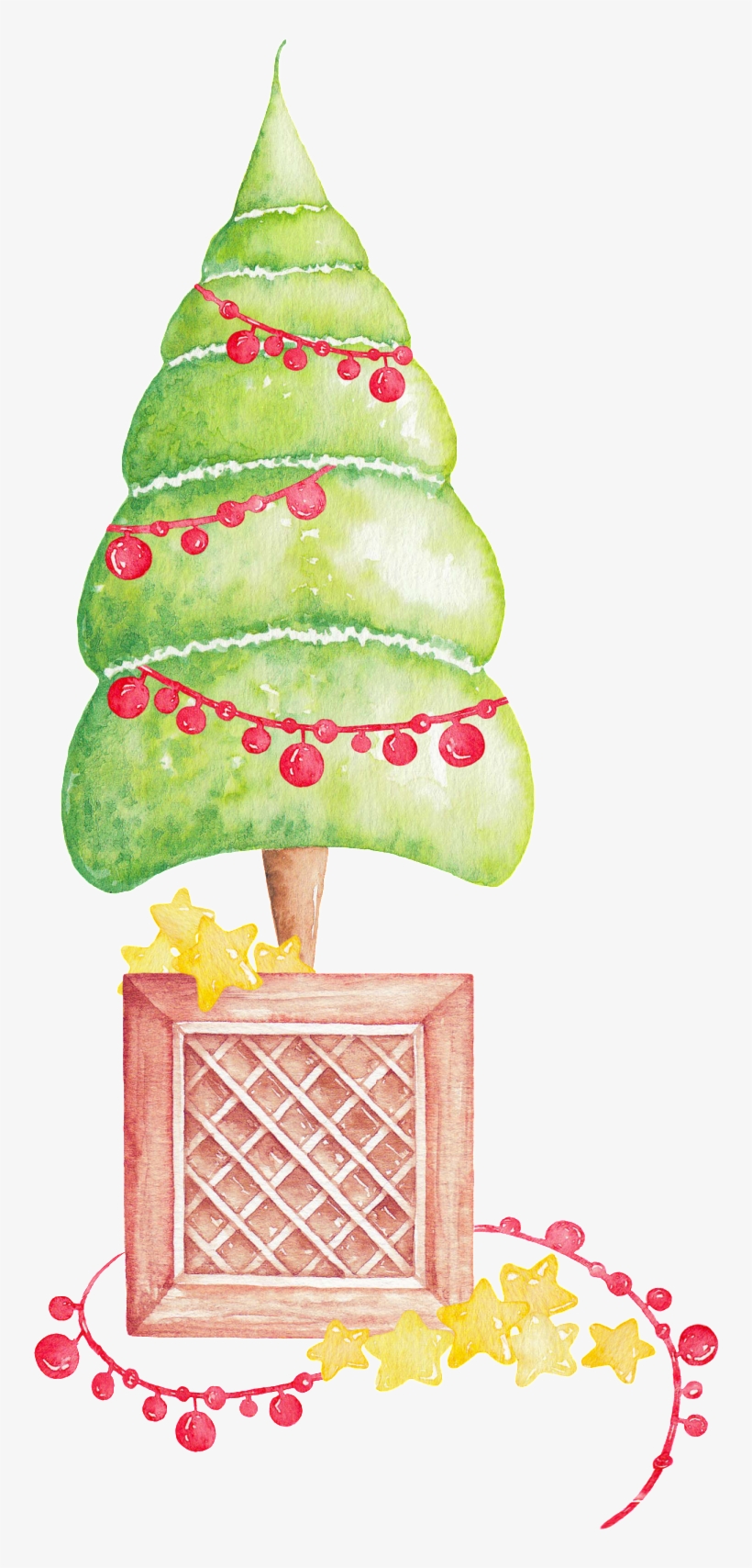 Hand Painted Cute Abstract Christmas Tree Png Transparent - Thank You For Holiday Gift With Rabbit Card, transparent png download