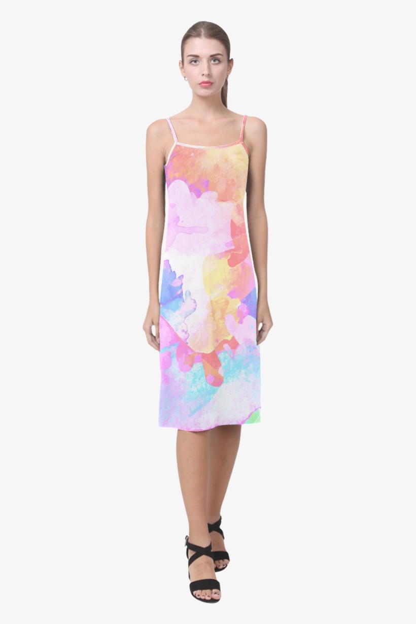 Colorful Watercolor Paint Spatter Abstract Art Alcestis - Slip Dress, transparent png download