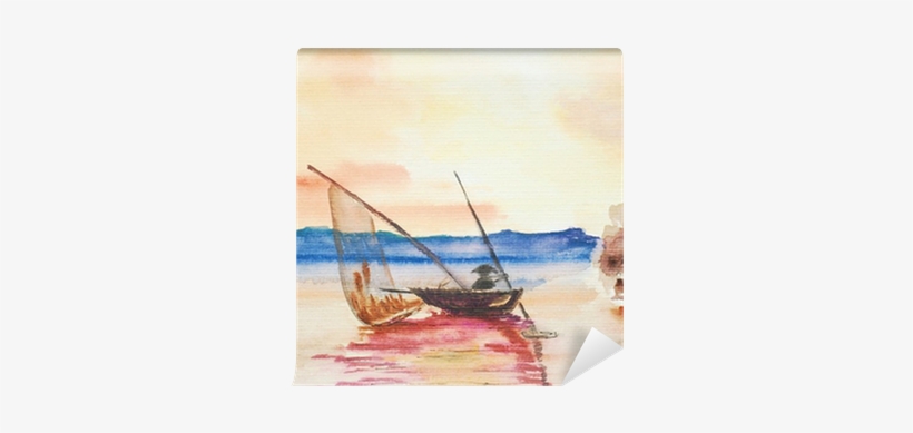 Sailor On The Boat, Watercolor Painting Wall Mural - Watercolor Painting, transparent png download