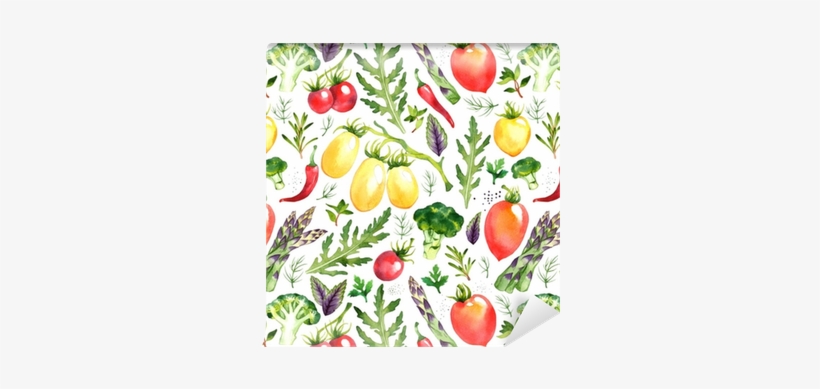 Seamless Pattern With Watercolor Vegetables On White - Grow Your Own Vegetables In Pots And Containers: A, transparent png download