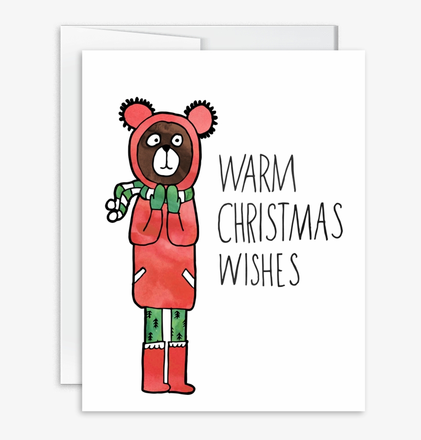 Warm Christmas Wishes Hand Drawn Watercolor Bear Holiday - Cartoon, transparent png download