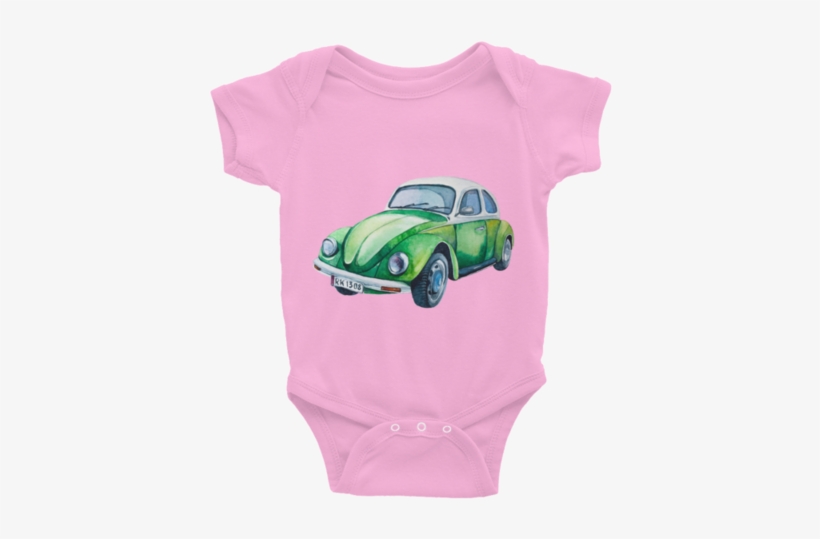 Watercolor Vintage Bug - Volkswagen Beetle (green Car) Womens Slim Fit T-shirt, transparent png download
