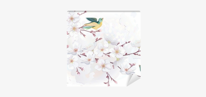Vector Illustration Blooming Cherry Tree In Watercolor - Watercolor Bird Adobe Illustrator, transparent png download