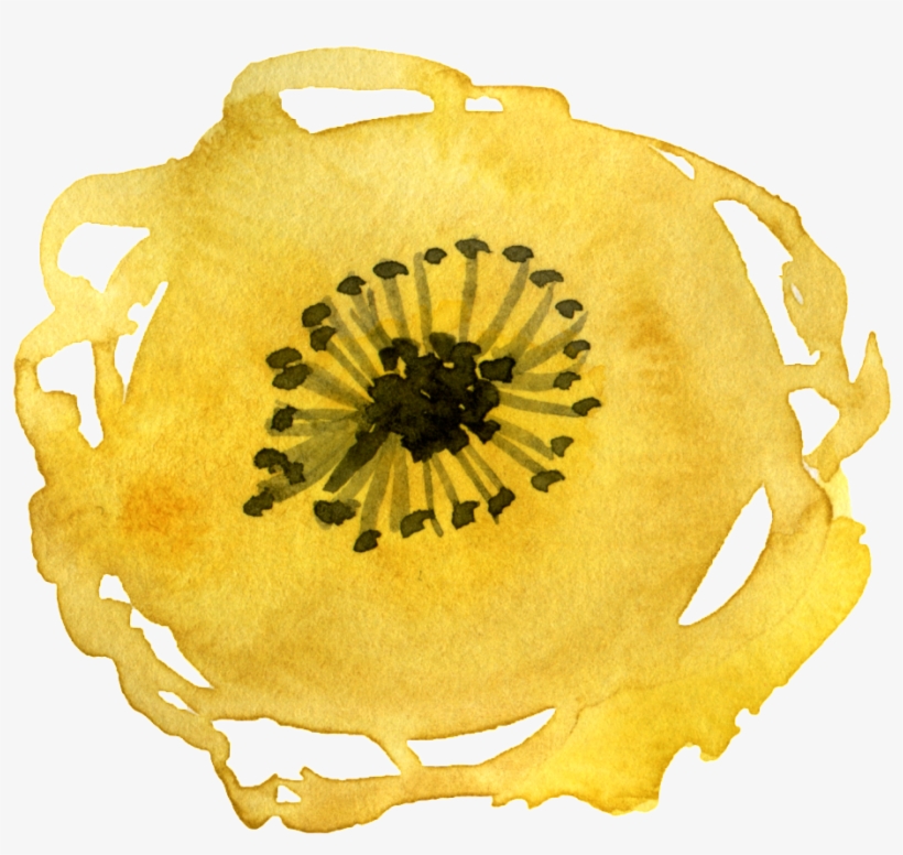 This Graphics Is Watercolor Yellow Flower About - Portable Network Graphics, transparent png download