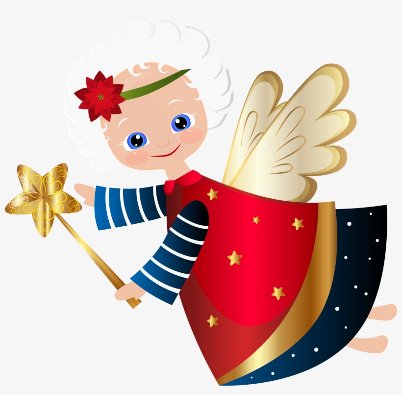 Cute Christmas Angel Transparent Png Clip Art Image - Angeles De Navidad Png, transparent png download