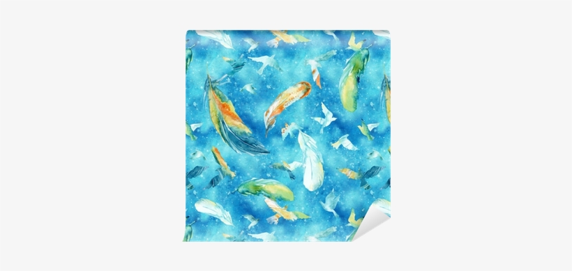 Watercolor Silhouettes Of Flying Birds And Feathers - Photography, transparent png download