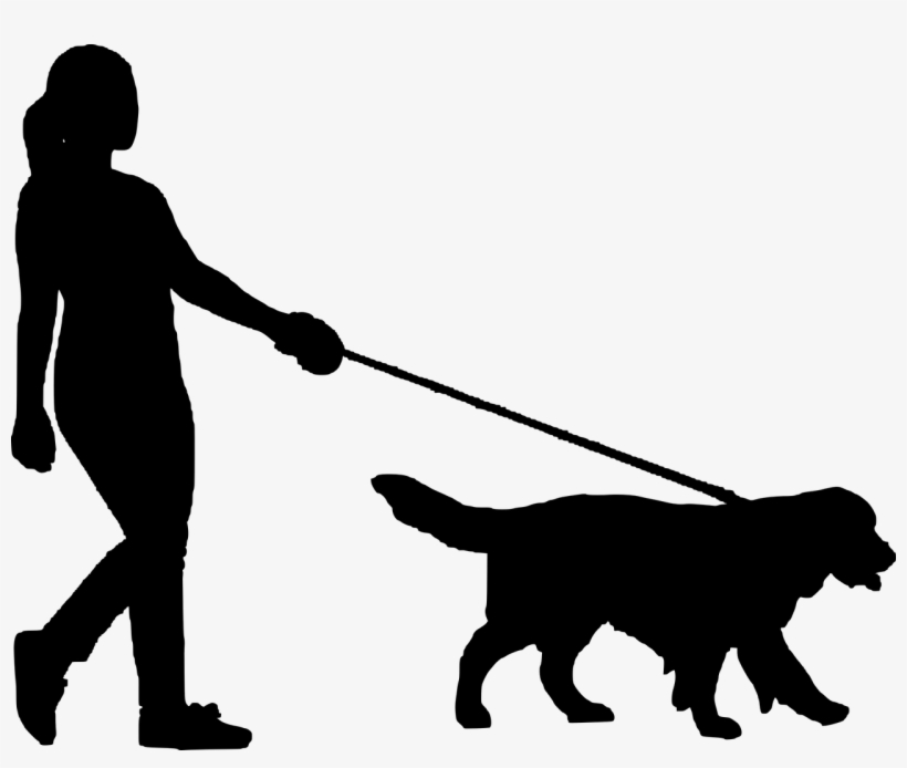 Dog, Walking, Dog, Women, People, Silhouette - Walking Dog Silhouette, transparent png download