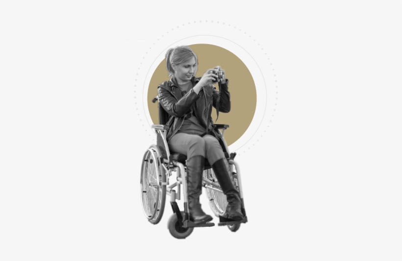 Photo Of A Woman Using A Wheelchair Taking Photos - Motorized Wheelchair, transparent png download