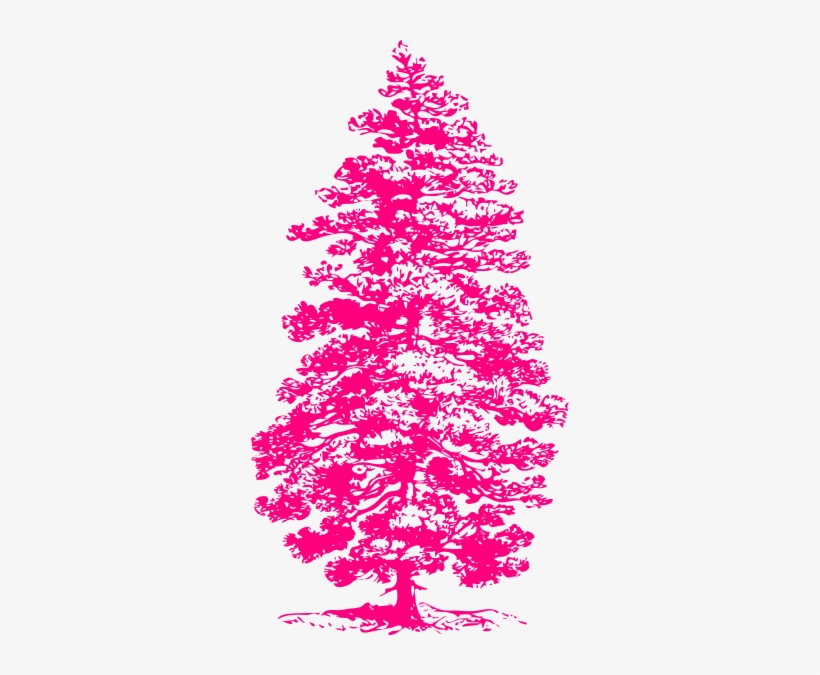 Pink Tree Snow Clip Art - Pine Tree Line Art, transparent png download
