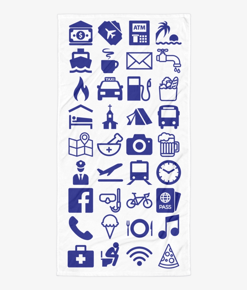Travel Icon Beach Towel - Number, transparent png download