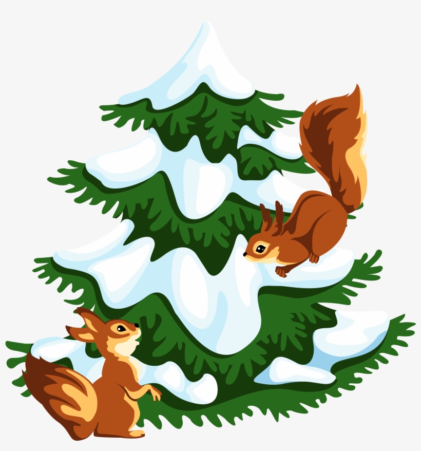 Transparent Snowy Tree With Squirrels Png Clipart - Схема Вышивки Крестом Кошелек, transparent png download