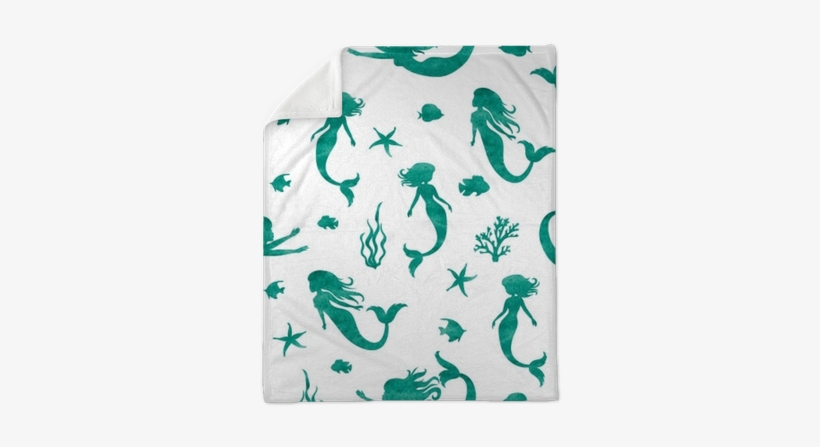 Seamless Watercolor Mermaid Pattern - Watercolor Mermaid Pattern, transparent png download