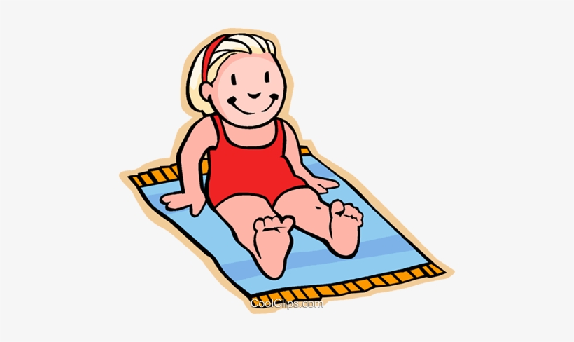 Girl On Beach Towel, Sun Bathing Royalty Free Vector - Beach Towel Clip Art, transparent png download