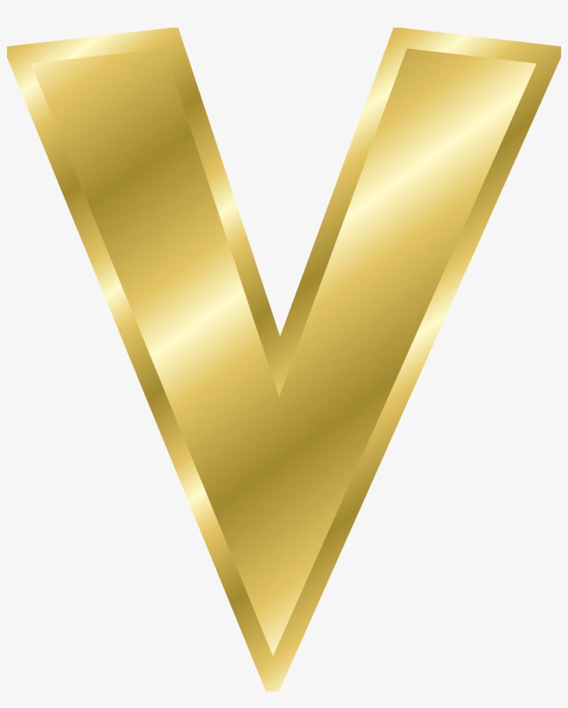 Clip Free Stock Effect Letters Alphabet Gold Big Image - Letter V Gold, transparent png download