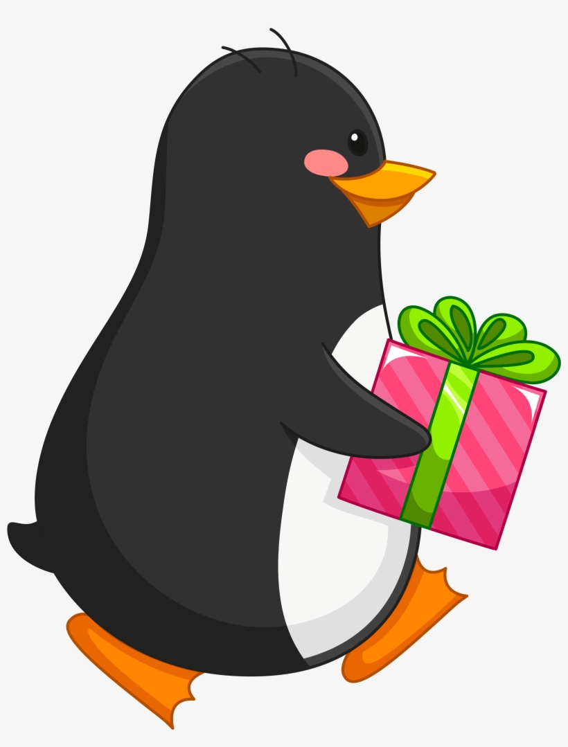 Transparent Penguin With Gift Png - Penguin Clip Art Transparent, transparent png download