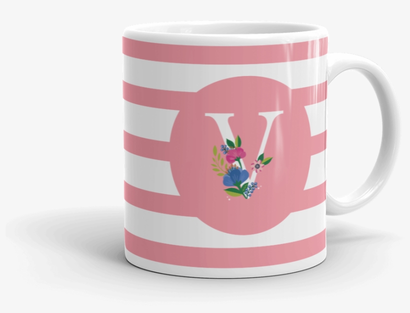 Spring Blossom Letter V Mug - H Letter Mug, transparent png download