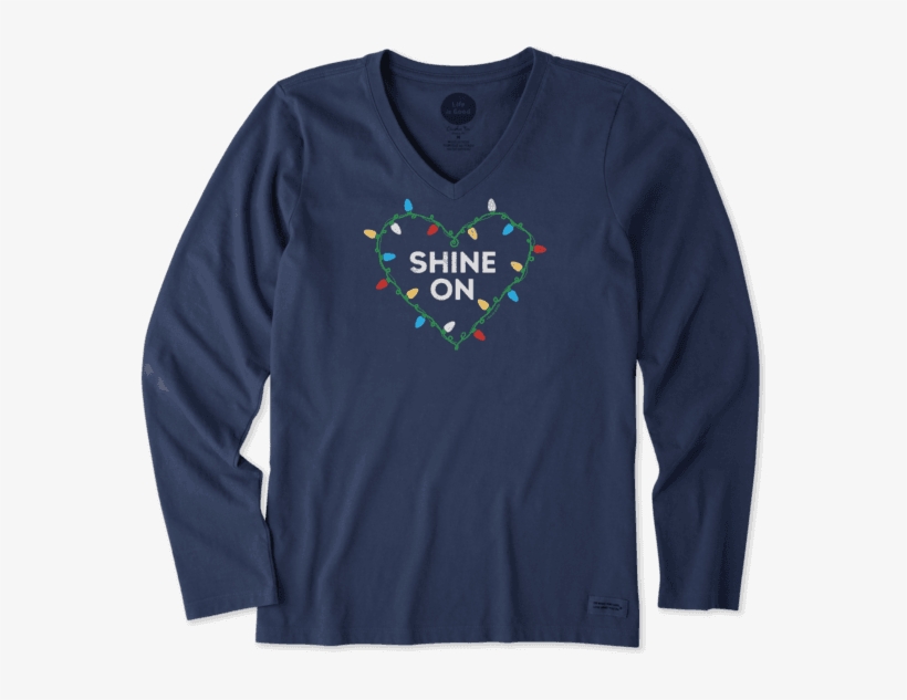 Women's Shine On Christmas Lights Long Sleeve Crusher - Life Is Good, transparent png download